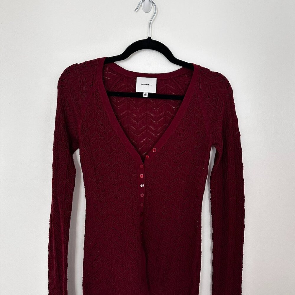 Reformation Sutton Regenerative Merino Open Knit Sweater - Picture 2 of 5